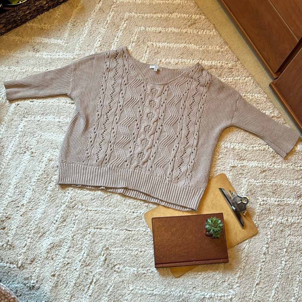 3/4 Sleeve Dusty Pink Knit Sweater